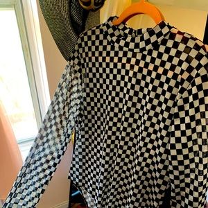 See through checkered bodysuit